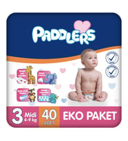 Paddlers Bebek Bezi 3 Numara Midi (4-9 Kg) 40 Adet – Eko Paket