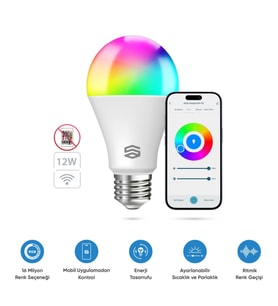 Şımart Akıllı Ampul Wifi RGB 1100 Lümen Yüksek Parlaklık, Uygulama Kontrollü