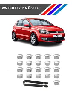 Otozet - VW Polo Bijon Civata Kapağı Krom Renk 21 Parçalı Set 17mm 2016 Öncesi