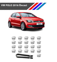 Otozet - VW Polo Bijon Civata Kapağı Krom Renk 21 Parçalı Set 17mm 2016 Öncesi