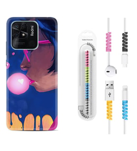 Xiaomi Poco X3 Pro M4 Pro X4 Pro C40 10C Kılıf Kablo Koruma Spiral Silikon Sakız ve Kız 1767