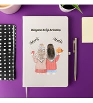 Arkadaşlara Özel İsim Yazılı Tasarımlı Defter (Beyaz)