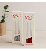 Gül Mum 17 cm 4'lü Set (Şamdan & Burgulu, Beyaz ve Renkli)