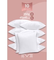 10 Adet Throw Serisi Antialerjik %100 Silikon Elyaf Dolgulu Kırlent Iç Kare Yastık 45x45cm 350gr (Beyaz)