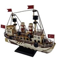Nostaljik Boğaz Hattı Vapuru: El Yapımı Metal Dekoratif Gemi Modeli