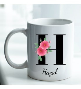 Kişiye Özel İsim ve Fotoğraf Baskılı H Harfli Kupa Bardak No:018