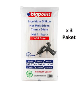 Bigpoint Mum Çubuk Silikon İnce 7mm x 30cm (1.1 Kilogram) x 3 Paket