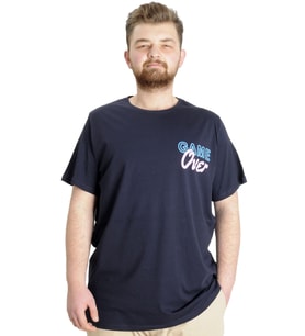 Mode XL Büyük Beden Erkek T-shirt GAME OVER 23130 Lacivert