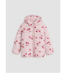 LC WAIKIKI Pembe Desenli Kapüşonlu Kız Çocuk Mont