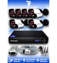 PICAM 6 Kameralı Panda 6 Dış Kamera Set HDD'siz Full HD Gece Görüşlü Güvenlik Kamerası Sistemi