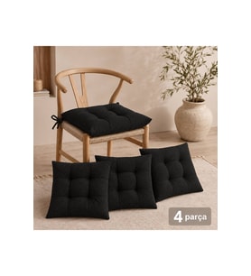 4'lü Sandalye Minderi 40x40 cm Bağcıklı Oturma Minderi