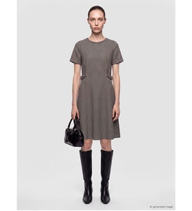 LCW Comfort Kahverengi Bisiklet Yaka Desenli A Kesim Elbise