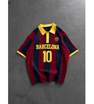 OVERSIZE BARCA YAKALI TİŞÖRT - %100 PAMUK PENYE BARCELONA ÇUBUK T-SHIRT (Sarı)
