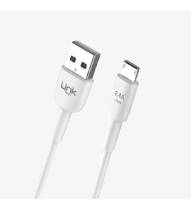 K600 Safe 2.4A Mikro USB Şarj Kablosu Alüminyum Başlıklı 1M Beyaz