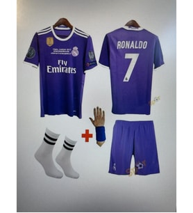 Real Madrid Ronaldo 2017 Cardif Ligi Mor Renkli 4'lü Set Çocuk Futbol Forması