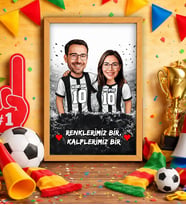 BK Gift Kişiye Özel İsimli Siyah-Beyaz Sevgili Karikatürlü Ahşap Çerçeveli Tablo - 40x25cm, Doğum Günü Hediyesi, Taraftar Hediyesi