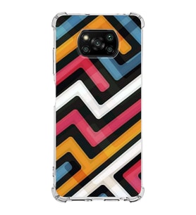 Xiaomi Poco X3 Köşe Korumalı Antişok Kapak Labirent Grafiti Tasarımlı Şeffaf Silikon Kılıf