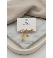 Gold Renk Pirinç Yıldız Model Sallantılı Kadın Küpe Seti TJ-BKP12189