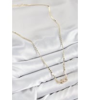 Pirinç Zirkon Taşlı Tifany Model Ezme Zincir Gold Renk Kadın Kolye 5886 - SSSSSS3519-2274