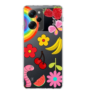 PrintiFy Xiaomi Poco X5 Pro ile Uyumlu 1mm Slim Fit Water Color 5 Baskılı Şeffaf  Kılıf