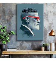 Dikey Kanvas Tablo Sigmund Freud Zihin Psikoloji Tablosu Ev Ofis Duvar Dekoru
