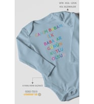Canım Babam İlk Babalar Günün Kutlu Olsun Baskılı Bebek Zıbını – Çıtçıtlı Body 8 Renk  %100 Pamuk Uzun Kol (Bebek Mavisi)