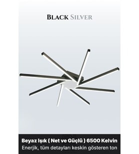 Zenit 8 Silver LED Tavan Avize – Kumandalı Dim Edilebilir – Aşağı Işık