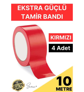 4 Adet 10 mt Kırmızı Tamir Takviye Kapatıcı Güçlü Onarım Bandı Su Geçirmez Sızdırmaz Dayanım Çatlak