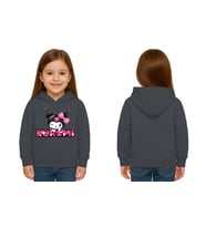 Unisex Baskılı Çocuk Swaetshirt Kapüşonlu 3 İplik Şardonlu Kuromi baskılı (Füme)