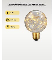 2W Dekoratif Peri LED Ampul  2700K– Globe Tasarım Şeffaf Ambiyans Aydınlatma Ampulü