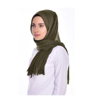 Pliseli Pratik Penye Hazır Şal Pratik Şal (Haki)