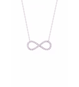 KLY 05 1124 SONSUZLUK    925 AYAR GÜMÜŞ FİGÜRLÜ RODYUM KAPLAMA KADIN KOLYE (Rose)