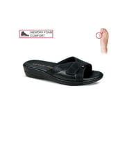 Ceyo 9863-7 Kadın Cırtlı Kemik Çıkıntısı Anatomik Terlik (Siyah)