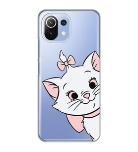 Xiaomi Mi 11 Lite Uyumlu Marie Kedicik Desenli Şeffaf Telefon Kılıfı