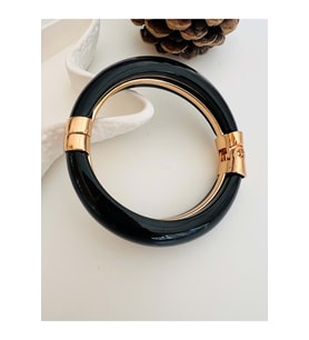 VİNTAGE SİYAH MİNELİ KEMİK KELEPÇE ACR2426 (Gold)