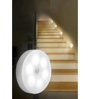 1 Adet Hareket Sensörlü Beyaz Işık Led Gece Lambası – Kablosuz 8 Ledli  Merdiven, Koridor, Yatak Od (RGB)