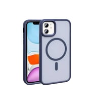 Apple iPhone 12 Uyumlu Kılıf M-safe Şarj Özellikli Mat Arka Yüzey Zore Sio Kapak (Lacivert)
