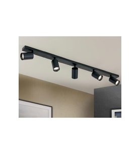 Mylights 120 Cm Modern Plofonyer Beşli Led Spot Tavan Avize Tasarruflu Led Ampul Kafe Mutfak Koridor (Siyah)