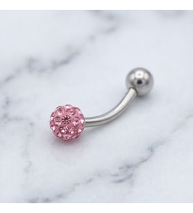FerizZ 316L Çelik Zirkon Taşlı Pembe Toplu Piercing PRC-203