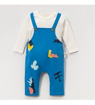Geometrik Saks Mavi Erkek Bebek Salopet Takımı (Saks Mavisi)