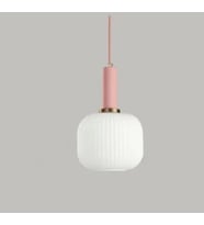 Rsylight Rustik Dekoratif Metal Modern Pudra Somon Opal Beyaz Camlı Tekli  Avize
