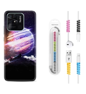 Xiaomi Poco X3 Pro M4 Pro X4 Pro C40 10C Kılıf Kablo Koruma Spiral Silikon Super Planet 1797