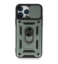 Apple İphone 15 Pro Kılıf Pars Lens Yüzüklü Silikon - Yeşil
