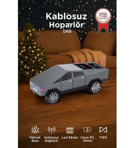 Torima Bluetooth Hoparlör Retro Araba CyberTruck Tasarımlı Rgb Işıklı TWS USB 15W Speaker D68 Gri