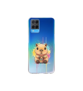Oppo A54 4G ile Uyumlu Splash Kapibara Tasarımlı Şeffaf Silikon Kılıf