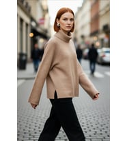 Kadın Oversize Balıkçı Yaka Reglan Kol Triko Kazak Kışlık Rahat Ve Şık Günlük Kombinler İçin İdeal