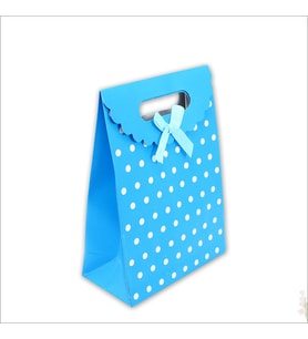 El Geçmeli Karton Çanta 26 x 19 x 9 cm, Puanlı Mavi - 1 Adet (STD)