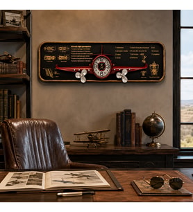 Dekoratif Uçak Tasarımlı Duvar Saati – Havacılık Temalı Vintage Metal Duvar Dekoru 78x21x8 Cm
