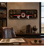 Dekoratif Uçak Tasarımlı Duvar Saati – Havacılık Temalı Vintage Metal Duvar Dekoru 78x21x8 Cm