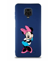 Xiaomi Redmi Note 9 Pro Soft Premier Kapak Minnie Mouse-D Tasarımlı Silikon Kılıf - Lacivert (Şeffaf)